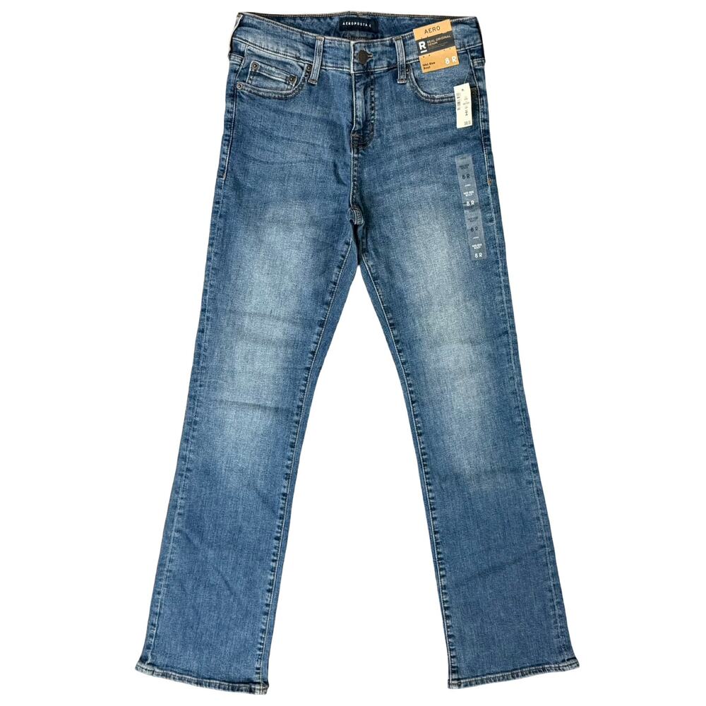 Aeropostale Blue Mid Rise Bootcut Boot Jeans Medium Wash Size 8 R NEW Tags